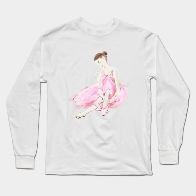 Pink ballet dancer Long Sleeve T-Shirt by Mimie20